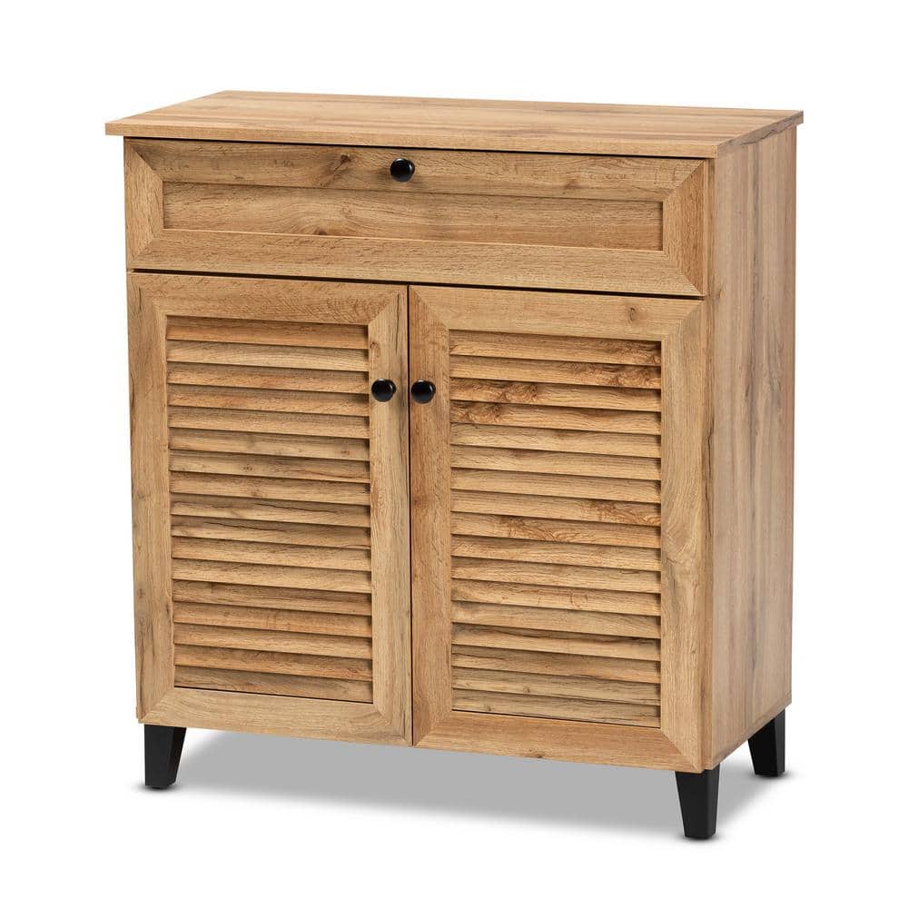 Coolidge Oak Brown Wood Rectangular Footwear Storage Cabinet