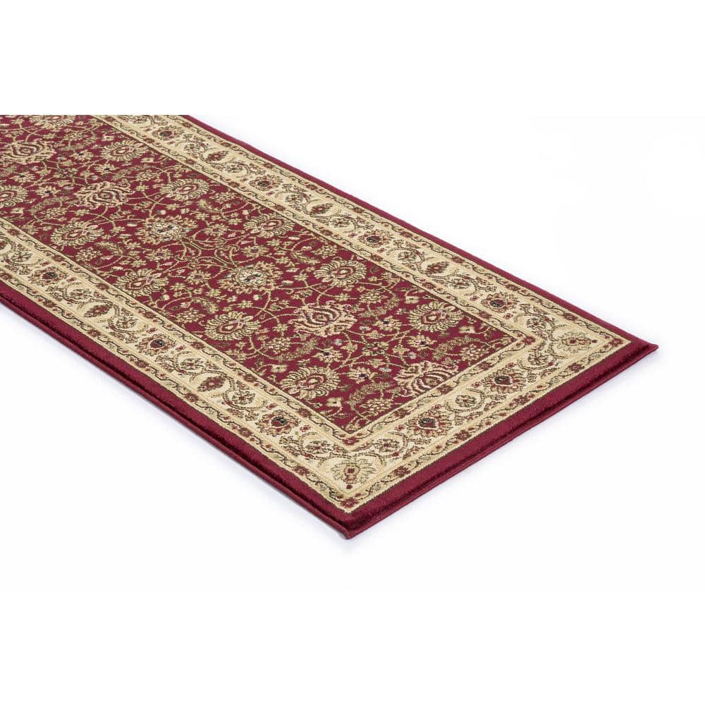 Red Traditional Synthetic Runner Rug - 2'2" x 7'3"