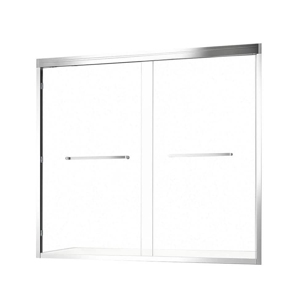 60 in. W x 60 in. H Double Sliding Tub Door in Chrome with Clear Glass price history on PriceWatchPro