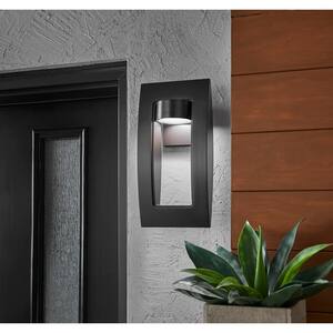 Frolynn 1-Light Oil Rubbed Bronze with Gold Highlights Outdoor Integrated LED Wall Lantern Sconce with Etched Glass