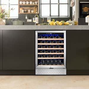 Cellar Cooling Unit 24 in. Single Zone 51-Bottle Built-In or Freestanding Wine Cooler with Door Lock, Stainless Steel