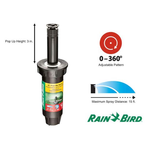 1800 Series 3 in. Pop-Up Sprinkler, 0-360 Degree Pattern, Adjustable 8-15 ft.