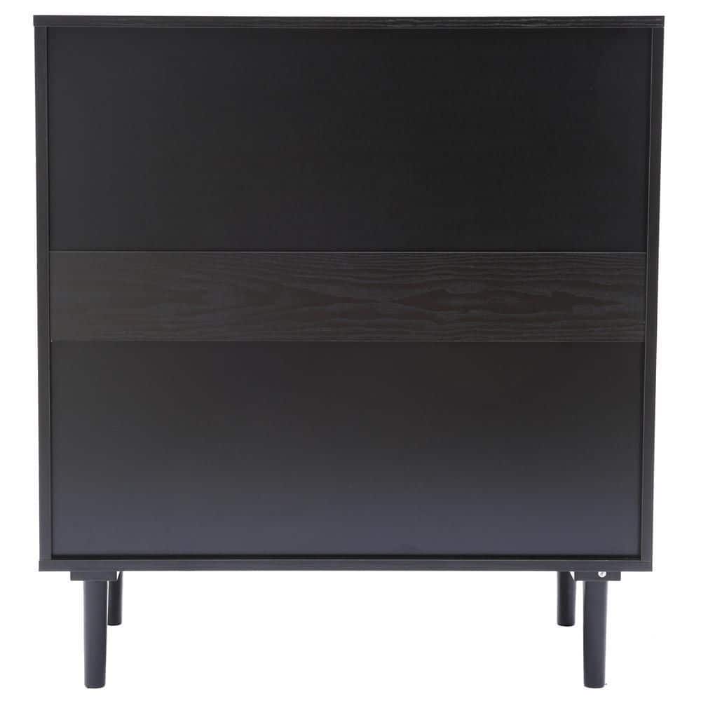 Black and Brown Wood 2-Door Freestanding Storage Cabinet