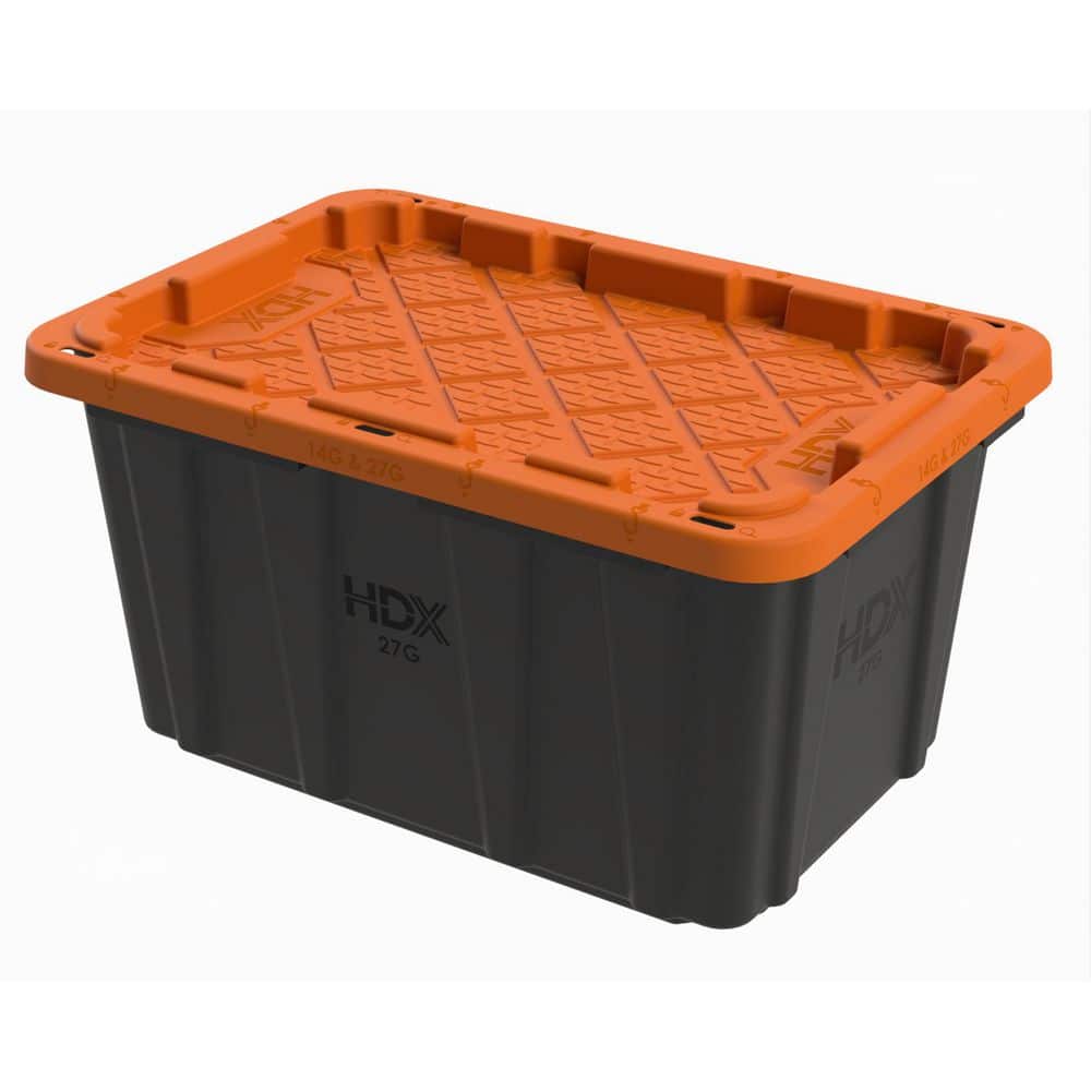 HDX 27 Gal. Tough Storage Tote in Black and Orange 999-27G-O-HDX