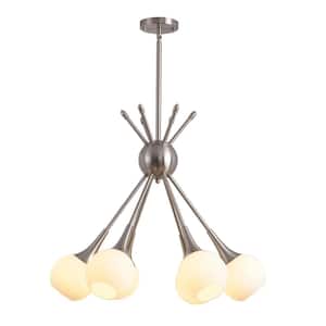 6-Light Modern Sputnik Pendant Light Chandelier Semi Flush Mount Vintage Ceiling Light for Bedroom Dining Room, Silver
