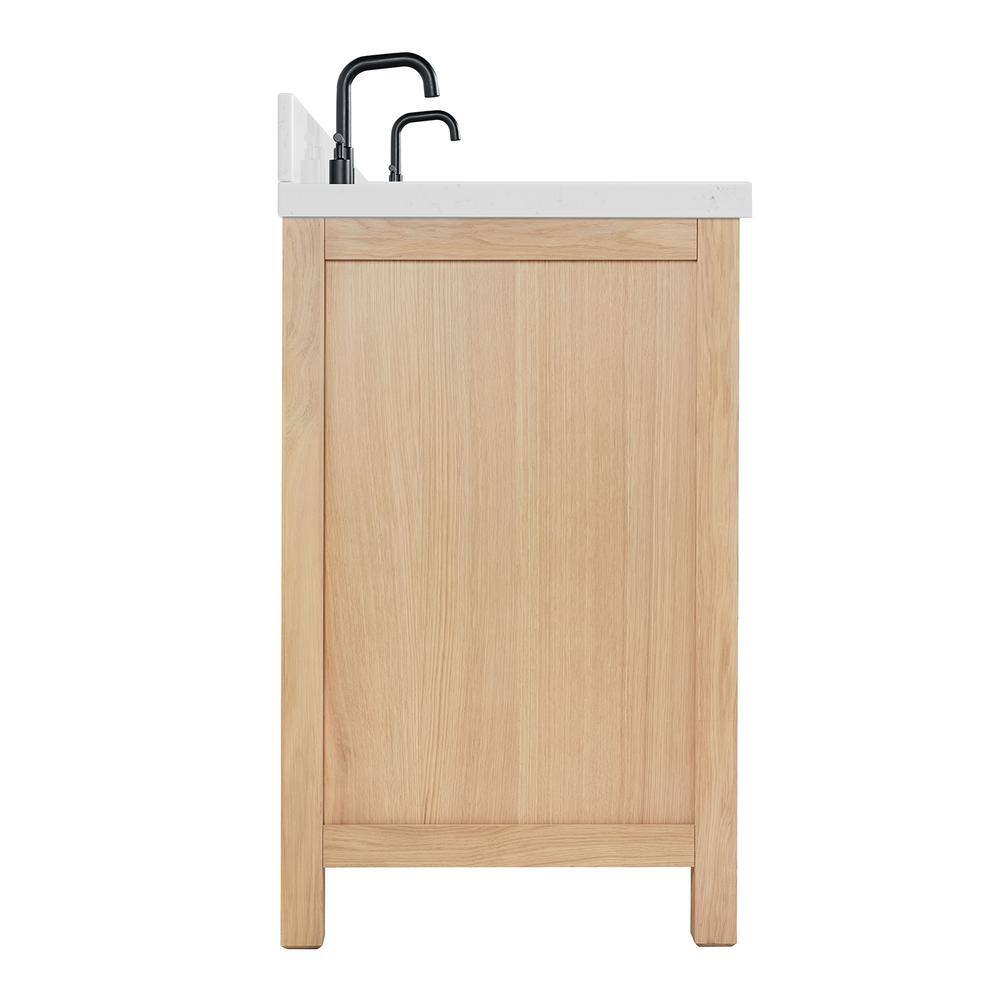 Cambridge 72" Double Sink Oak Vanity with Carrara Quartz Top