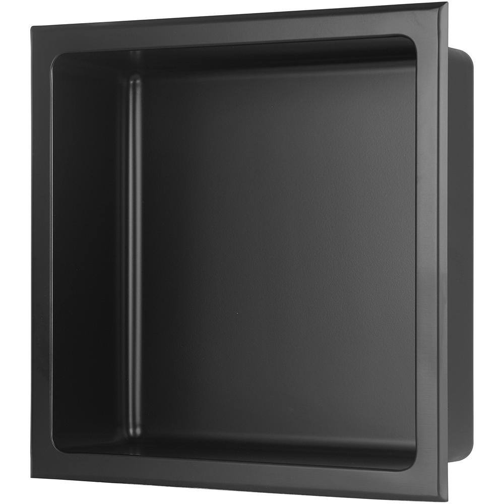 12-Inch Matte Black Stainless Steel Shower Niche