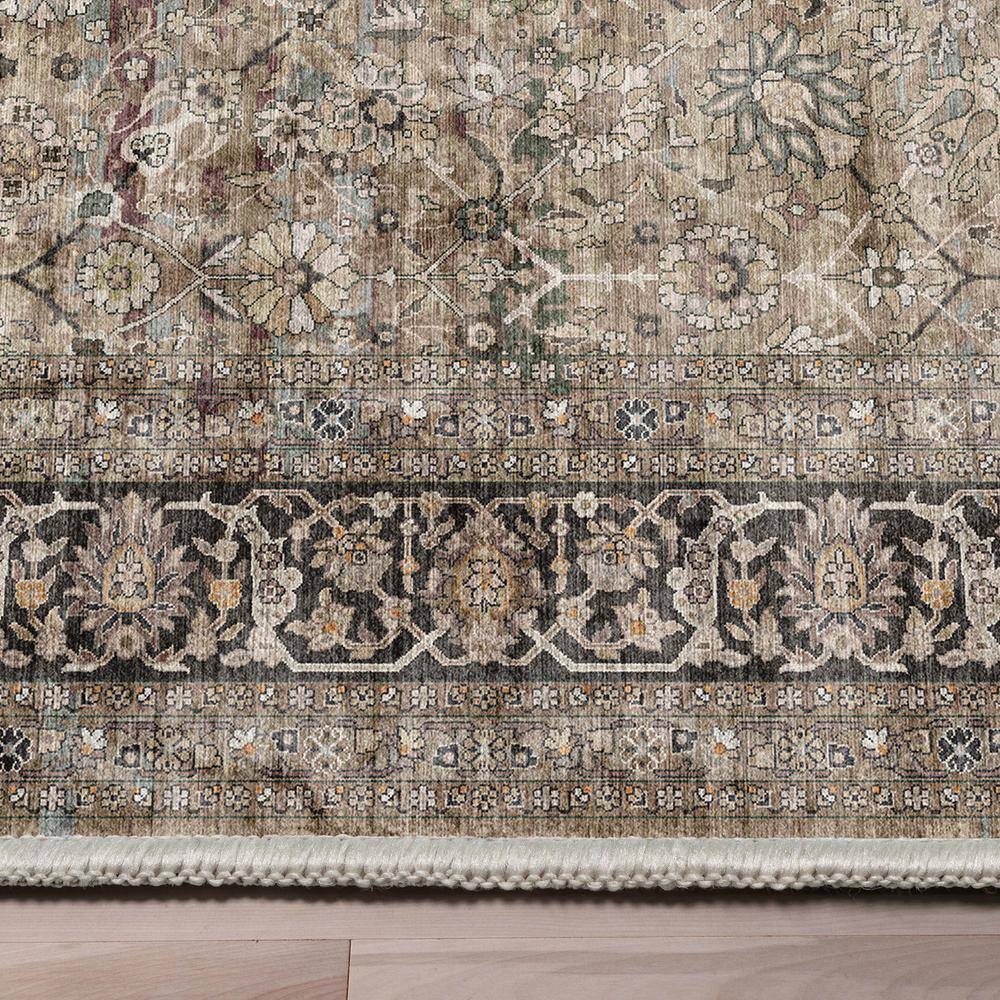 Beige Chenille Persian Oriental Flat-Weave Area Rug 3'11" x 5'3"
