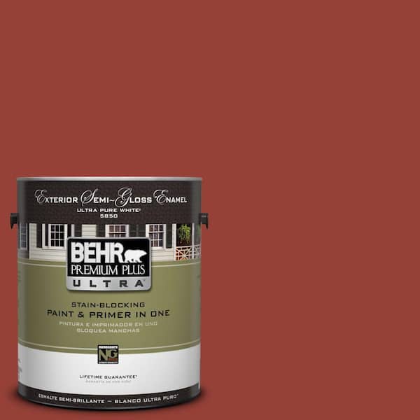 BEHR Premium Plus Ultra 1-Gal. #UL110-5 Fire Cracker Semi-Gloss Enamel Exterior Paint-DISCONTINUED