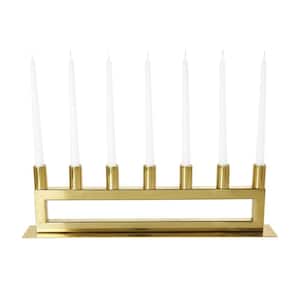 6 in. Gold Stainless Steel Metal 7-Candle Candelabra with Rectangular Frame