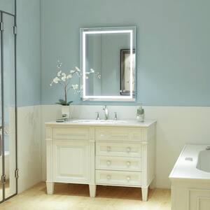 28 in. x 36 in. Frameless Vertical/Horizontal Mounted Anti Fog Dimmable Front Lighted Bathroom Vanity Mirror Night Light