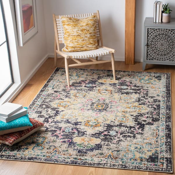 Madison Black/Gold 3 ft. x 5 ft. Distressed Border Area Rug