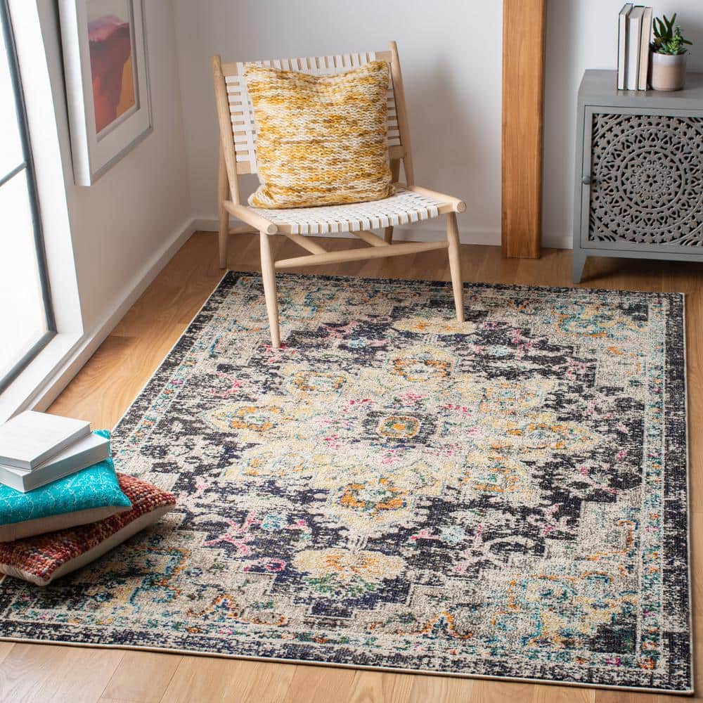 Black and Gold 8' x 10' Synthetic Non-slip Rectangular Area Rug