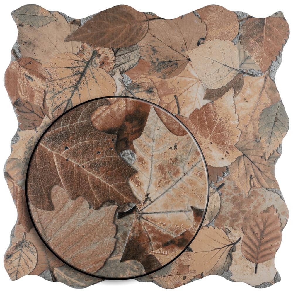 Autumn Leaf Patterned 18x18 Matte Porcelain Tile