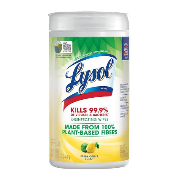 Lysol 70-Count Fresh Citrus Plant-Based Biodegradable Disinfecting Wipes