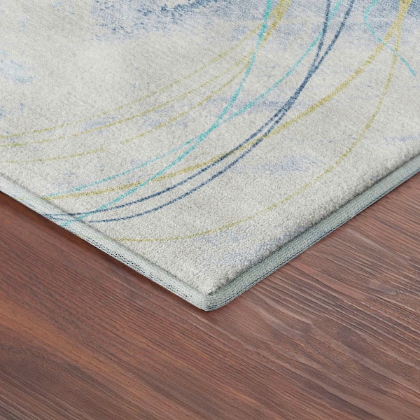 Mayfield Premium Machine Washable Abstract AMF2396 Sky 10 ft. x 14 ft. Area Rug