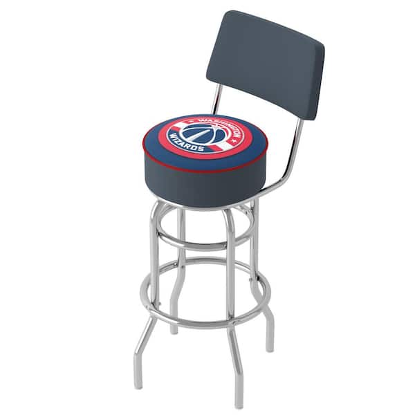 Unbranded Washington Wizards Logo 31 in. Red Low Back Metal Bar Stool with Vinyl Seat