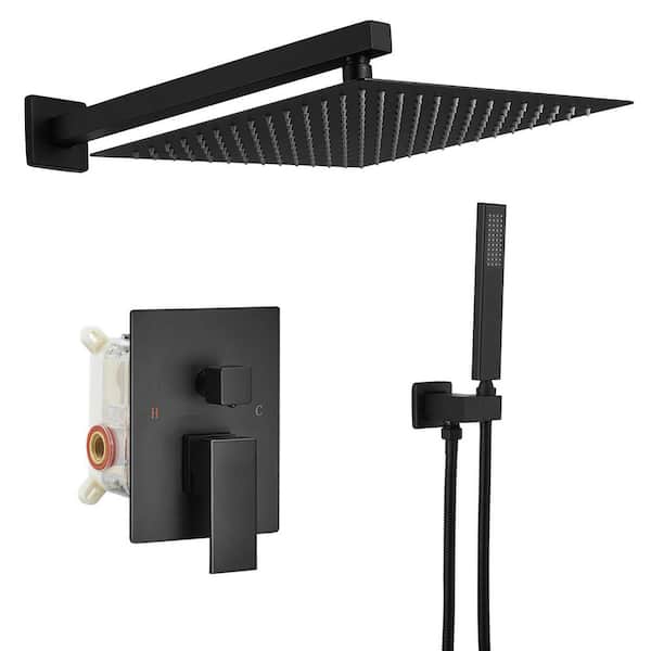 Single Handle 2-Spray Shower Faucet 2.5 GPM with Easy to Install, Adjustable Flow Rate in Matte Black