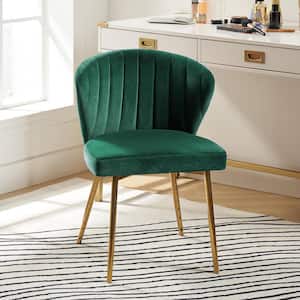 Luna Green Velvet 20 in.W x 19.5 in.D x 29 in.H Tufted Wingback Side Chair with Metal Legs