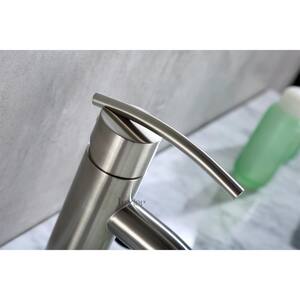 Single Hole Single-Handle Bathroom Faucet with drain in Brushed Nickel