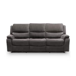 Dinne 88 in. W Pillow Top Arm Polyester Rectangle Reclining Sofa in Dark Gray