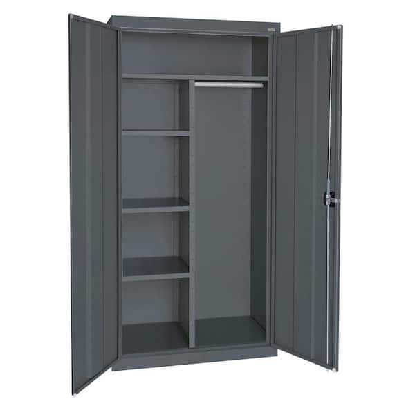 Elite 36 in. W x 72 in. H x 24 in. D Steel Combination Adjustable Shelves Freestanding Cabinet in Charcoal