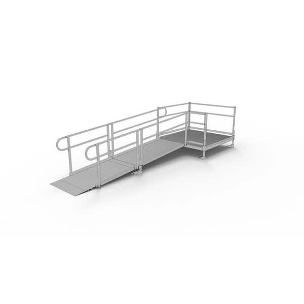 EZ-ACCESS PATHWAY 10 ft. Straight Aluminum Wheelchair Ramp Kit with Solid Surface Tread, 2-Line Handrails and 5 ft. Top Platform