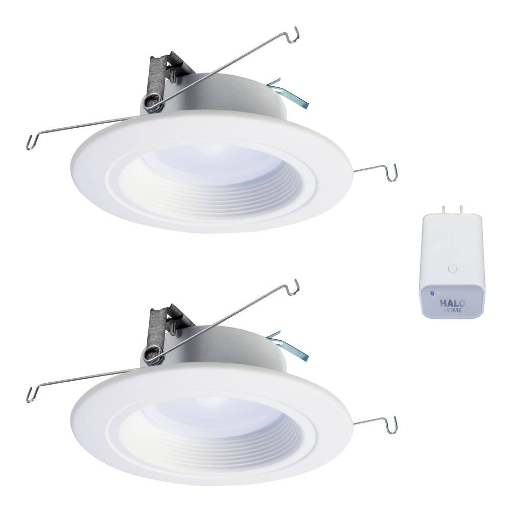 HALO 5/6in Tunable CCT Smart Integrated LED Recessed Retrofit Trim (2-Pack) and Bluetooth Internet Access Bridge by HALO Home RL56069HWB1BLE40AWH2PK Sansujyuku sansujyuku.com