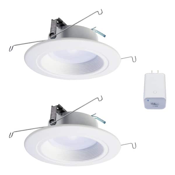 HALO 5/6in Tunable CCT Smart Integrated LED Recessed Retrofit Trim (2-Pack) and Bluetooth Internet Access Bridge by HALO Home