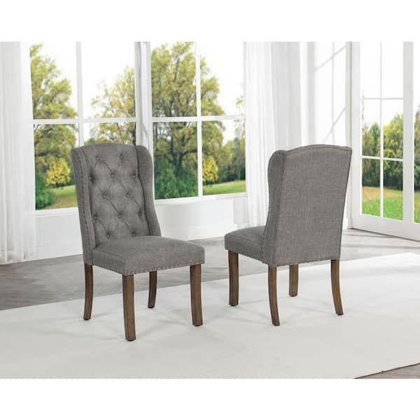 Best Quality Furniture Salama Grey Linen Fabric With Brown Oak 