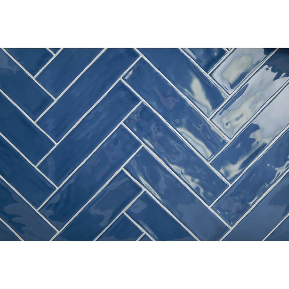 Costa Clara Blue Wave Glossy Ceramic Wall Tile 3" x 12"