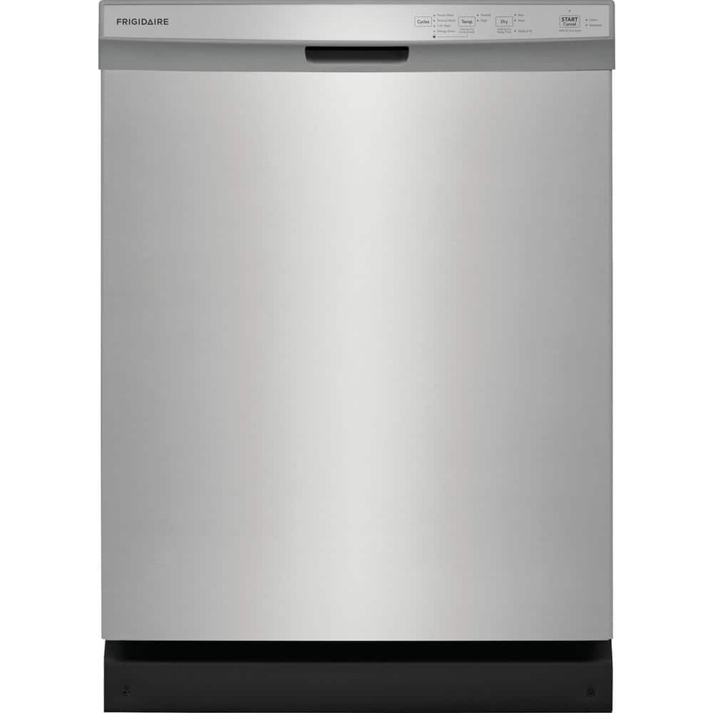 Frigidaire 24 in Front Control Built-In Tall Tub Dishwasher in Stainless Steel with 4-cycles and DishSense Sensor Technology, Silver
