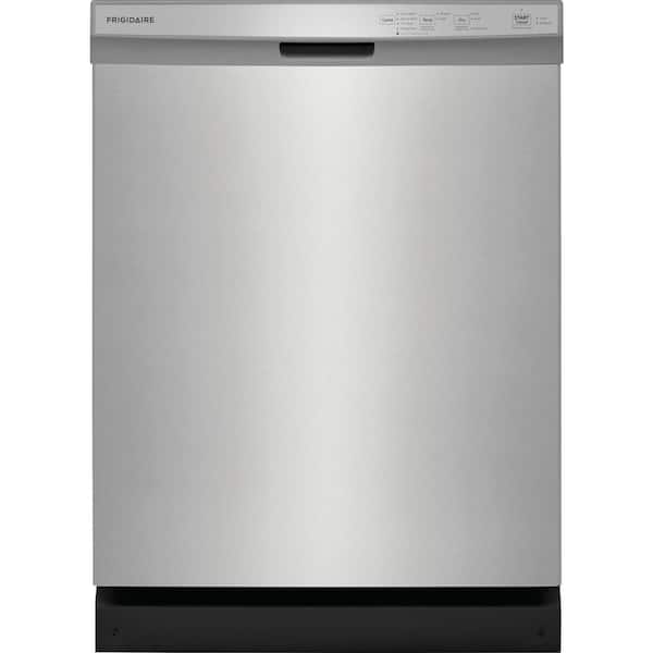 Frigidaire 24 in Front Control Built-In Tall Tub Dishwasher in Stainless Steel with 4-cycles and DishSense Sensor Technology