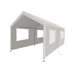 10 ft. x 20 ft. Heavy-Duty Portable Carport Garage Tent, Outdoor Storage Shelter, White