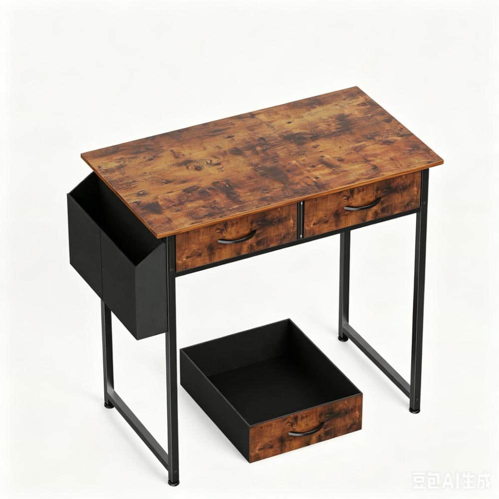 PC Desk with Fabric Side Bag and Headphone Hook in Adjustable Design