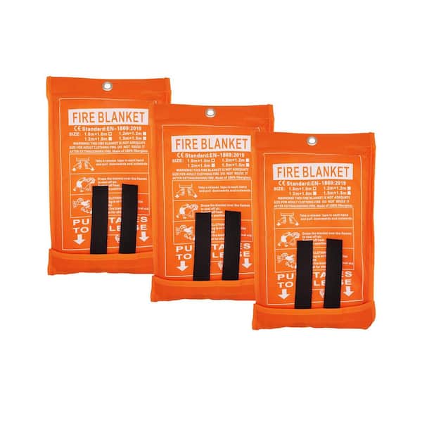 Fiberglass Emergency Fire Suppression Blanket Kitchen Heat Shield Orange Fire Blanket 3 Pack