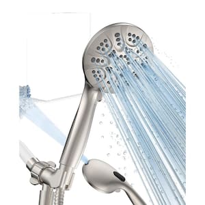 Superior 6-Spray Wall Mount Handheld Shower Head 1.8 GPM in Brushed Nickel with Power Spray