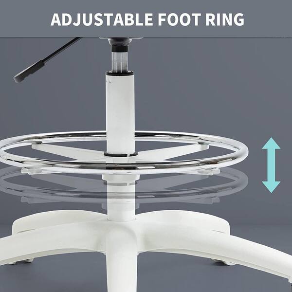 Maykoosh White Flip-Top Ergonomic Mesh Drafting Swivel Desk Chair Lumbar Support, Height Adjustable with Foot Ring