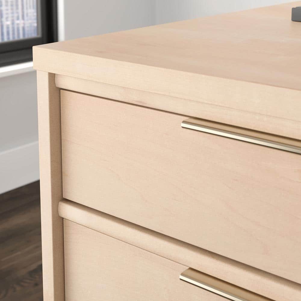 Clifford Natural Maple Executive Desk with Keyboard Tray and Filing Cabinet