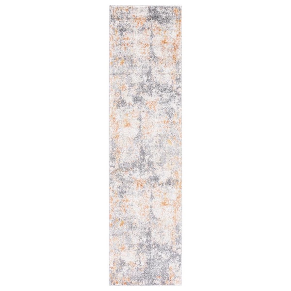 SAFAVIEH Aston Gray/Gold 2 ft. x 8 ft. Distressed Geometric Runner Rug