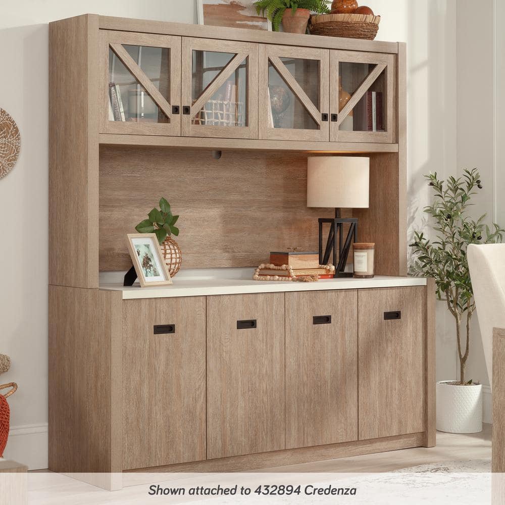 Brushed Oak and Pebble White 66'' 2-Drawer Credenza