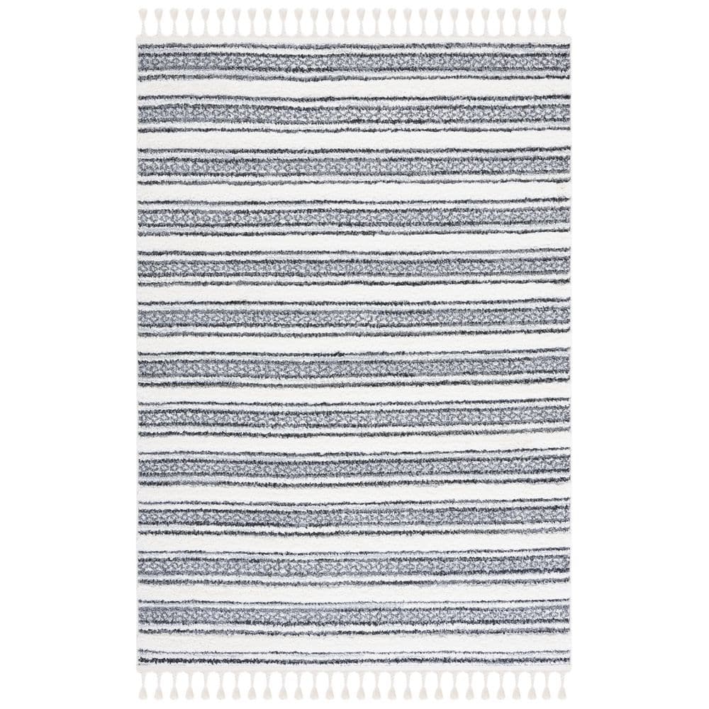 Moroccan Tassel Shag 7 ft. x 9 ft. Gray/Ivory High-Low Striped Area Rug price history on PriceWatchPro