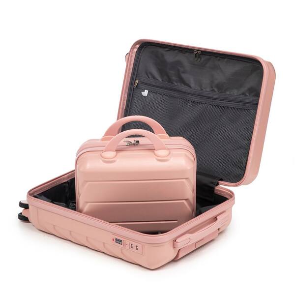 Tatahance 2-Piece 20 in. Pink ABS Hardside Spinner Luggage Set