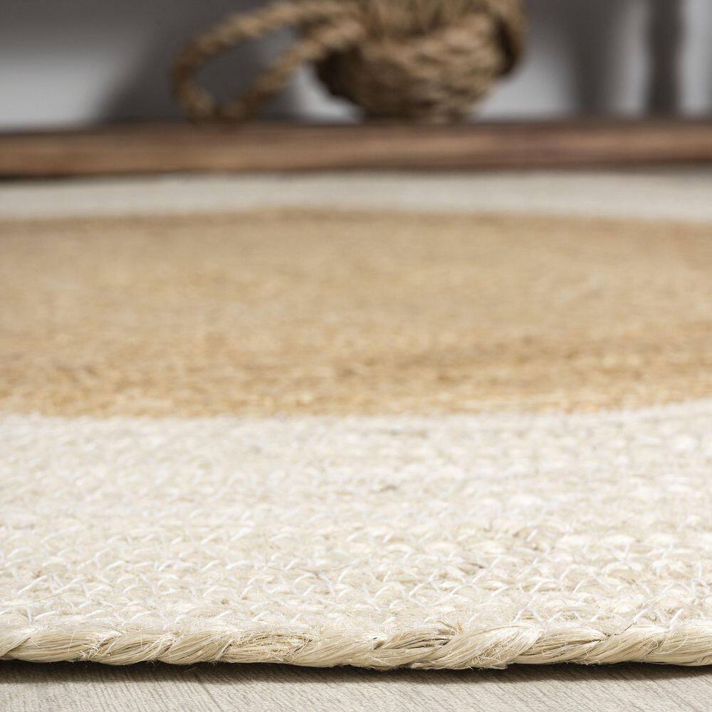 Oceana Cream/Natural Handcrafted Jute 6' Round Area Rug