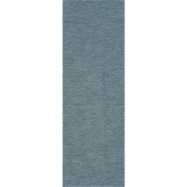 Elarissea Contemporary Aqua 3 ft. x 8 ft. Outdoor Runner Rug