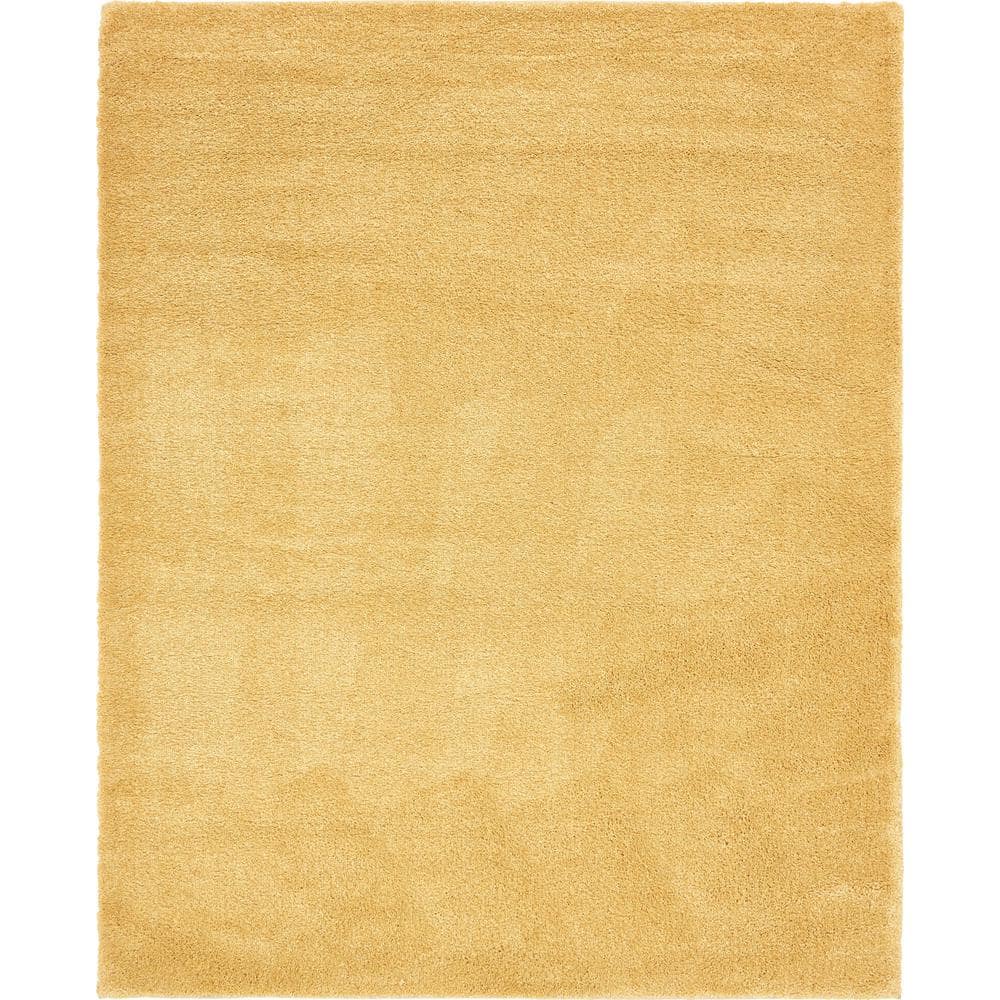 Yellow Rectangular Easy Care Shag Area Rug