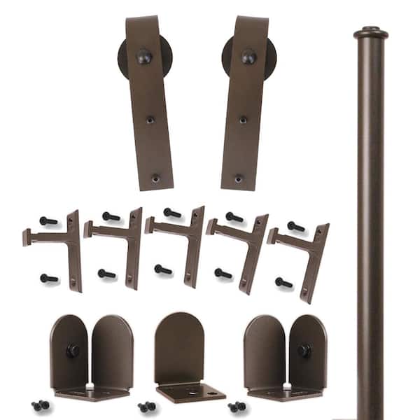 Unbranded 96 in. Hook Oil Rubbed Bronze Sliding Barn Door Round Track and Hardware Kit