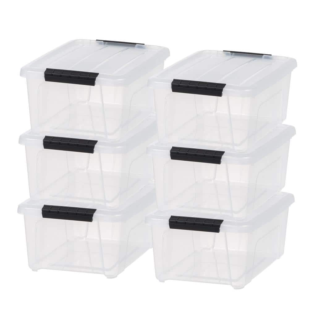 IRIS 13.5 qt. Buckled Clear Box, Clear, 6-Pack