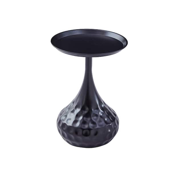 Sudzendf Black Metal Round Outdoor Side Table 1-Piece