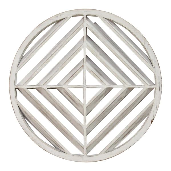 Stratton Home Decor Wood White Modern Medallion Wall Art
